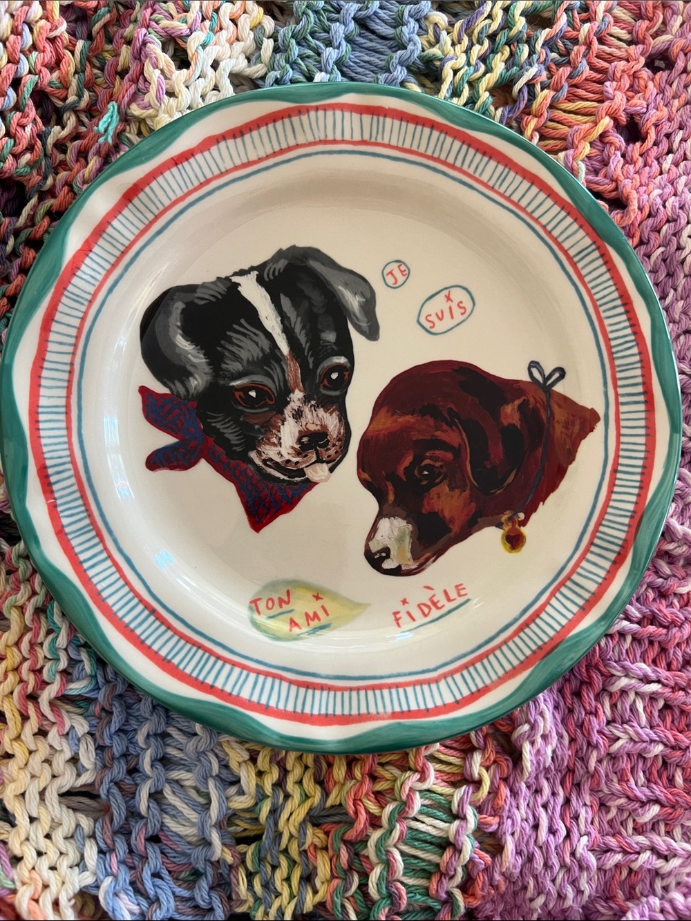 EUC Anthropologie Nathalie Lete Francophile “The Dogs” Dinner Plate